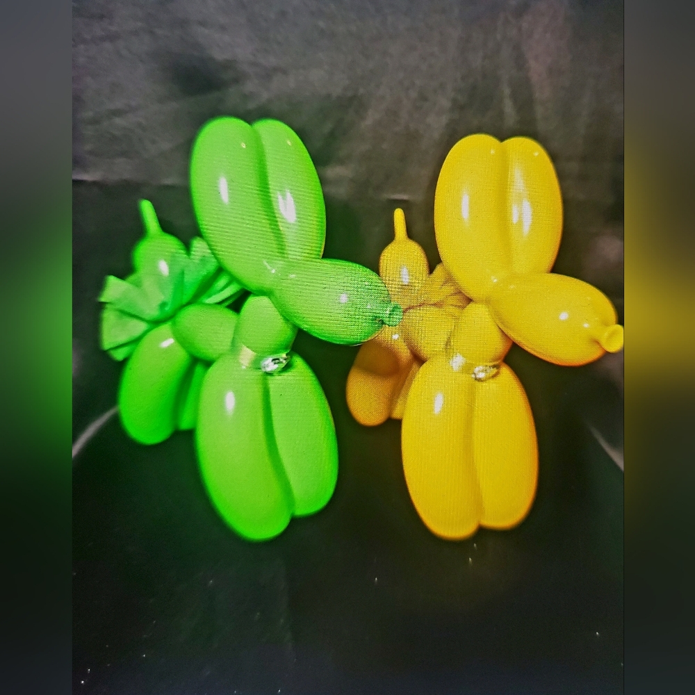 Green and Yellow Balloon Dog Sculptures - Picture 3 of 3
